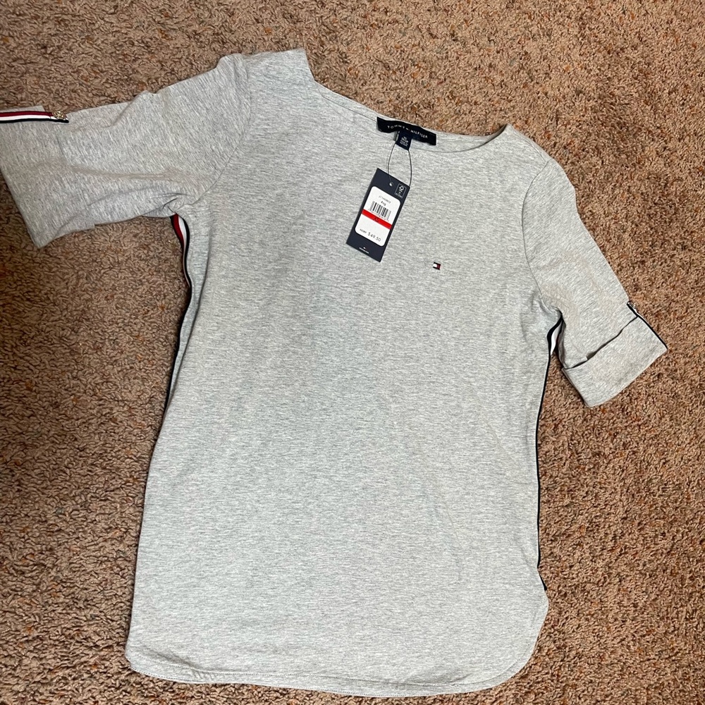 Tommy Hilfiger Women Gray 3/4 Sleeve T-Shirt XS New NWT Very soft